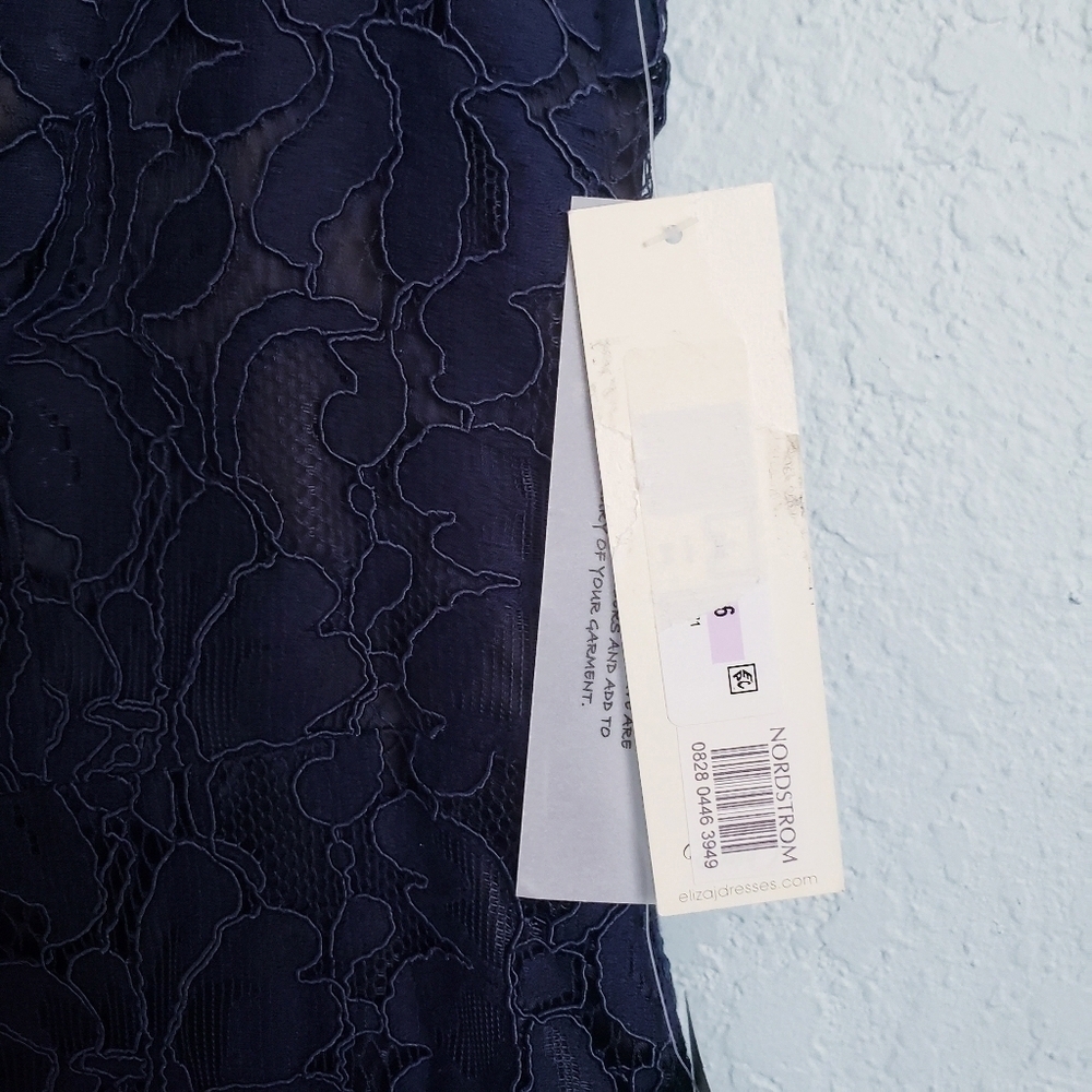 Eliza J Navy High Neck Lace Sheath Dress - Picture 8 of 8